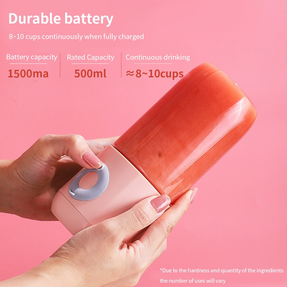 500mL Juicer Blender Fruit Squeezer 1pcs Mini Portable Squeeze Bottle Six Blades Smoothies Shakes Maker for Kitchen Tools