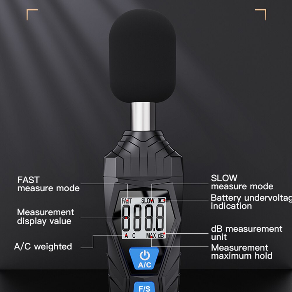 Digital Sound Level Meter Noise Volume Measuring Instrument Decibel Monitoring Tester 30-130dB Noise Measuring Instrument