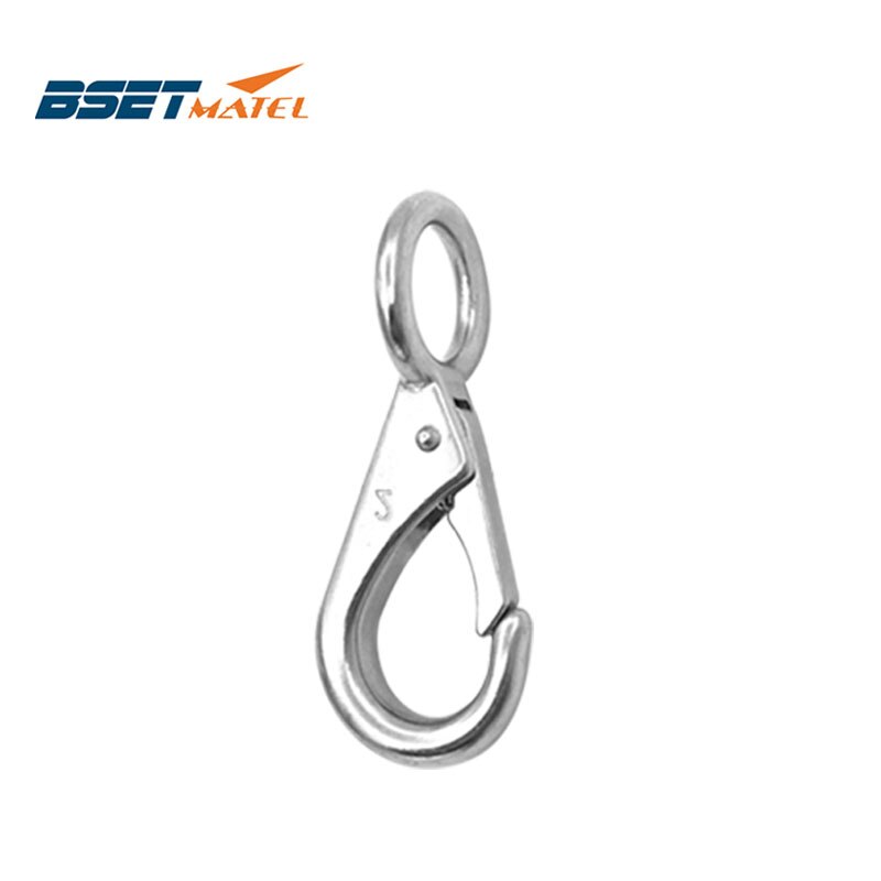 BSET MATEL Marine Grade 316 Rigid Loaded Fixed Eye Spring Clip Snap Hook Carabiner Marine Hardware Accessories for Boats Sailing