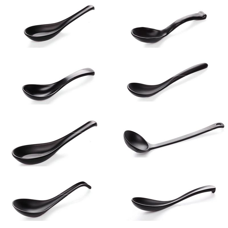 Spoon Soup Spoon Black Matte Ladle Spoon Plastic Japanese Style Melamine Tableware Anti-Fall Tortoise Shell Shaped Spoon