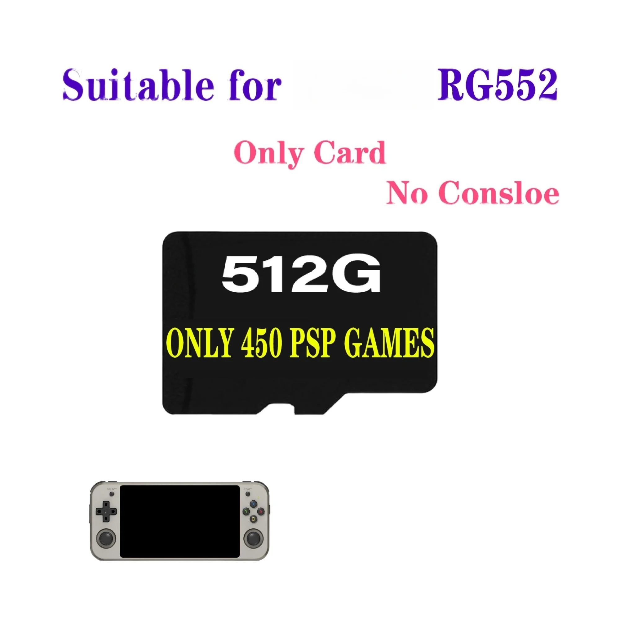 ANBERNIC-consola de juegos portátil Retro RG552, tarjeta TF, juegos precargados, tarjeta de memoria universal integrada, más de 512G, G80000 Juegos PSP