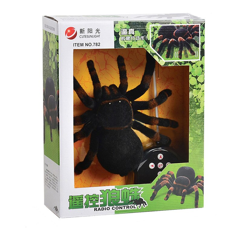 Stor størrelse leketøy fjernkontroll simulering tarantula øyne skinner svart rc edderkopp 4ch halloween rc vanskelig prank skummelt for festspill: Default Title