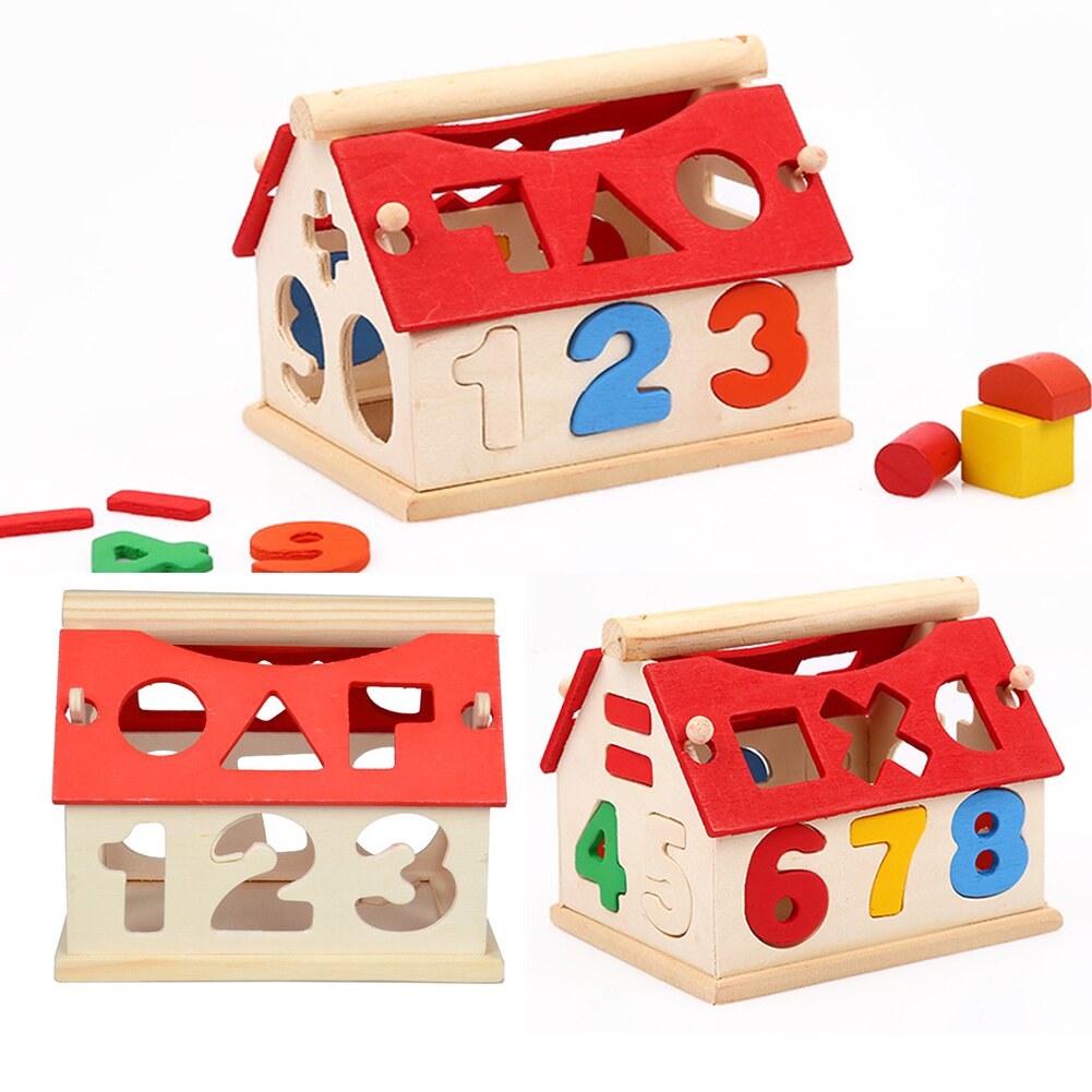 Blocks Wood House Kids Intellectual Developmental Building Baby Educational Toys Children Building Jigsaw Toys