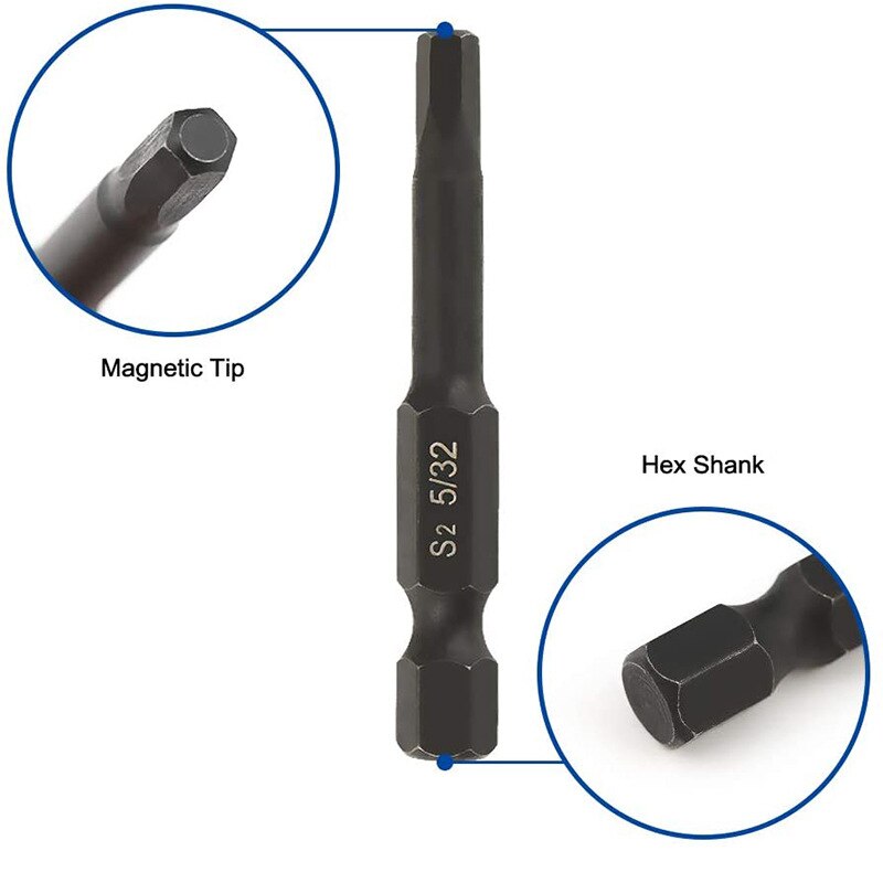 10Pcs Imperial Inner Hex S2 Alloy Steel Electric Screwdriver Bit 50mm Strong Magnetic Socket Screwdriver Set