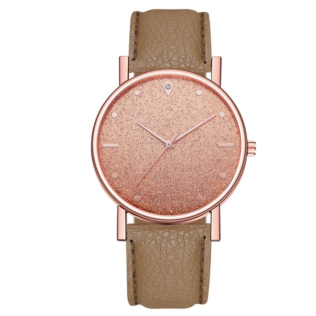 Reloj Mujer Mode Dameshorloge Sky Horloge Lederen Horloge Vrouwen Quartz Diamond Horloge Horloges Relogio Feminino Zegarek Damski: Brown