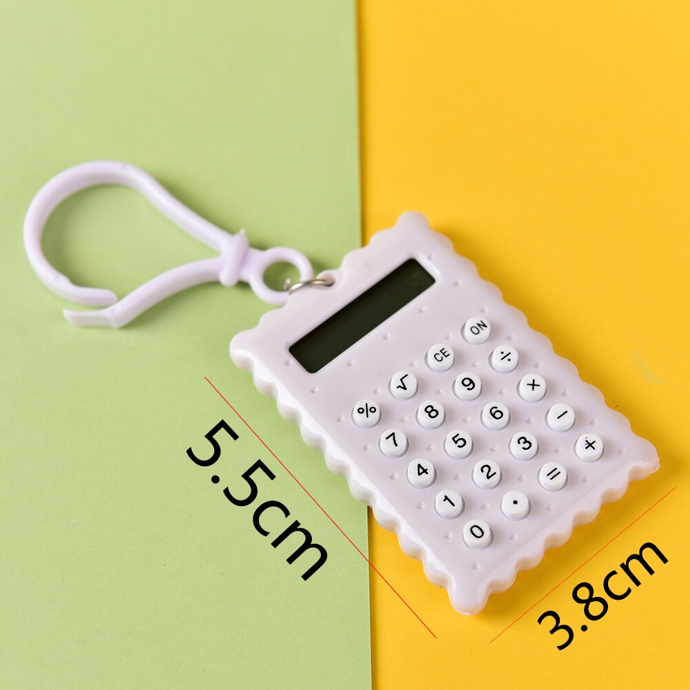 Plastic Mini Sleutelhanger Rekenmachine Handheld Pocket Type Coin Batterijen Calculator Kleine batterij kantoorbenodigdheden student briefpapier