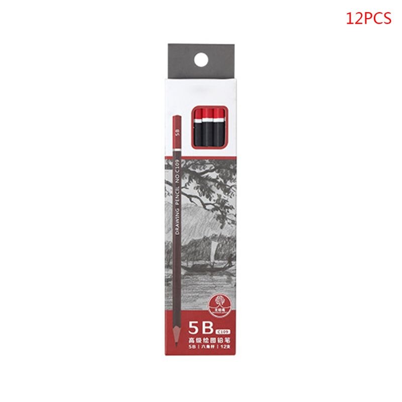 12pcs/box Graphite Pencil Sketch Drawing Writing 2H HB 2B 3B 3H 4B 5B 6B 8B 10B Office School Supply: 5B
