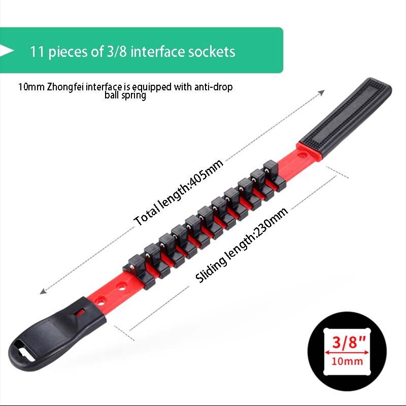 3 Socket Houders 1/2 Inch 3/8 Inch En 1/4 Inch Bit Houder Vierkante Kaarthouder Rail Socket