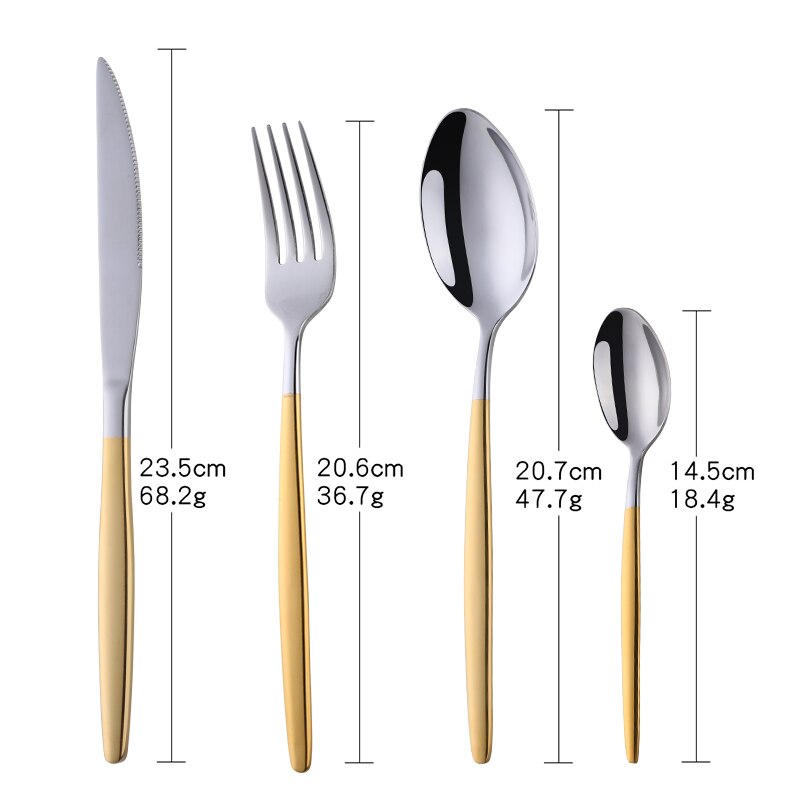 Couverts dorés arc-en-ciel, service de table en acier inoxydable, service de table de Restaurant, service de cuillère et fourchette: Gold Silver 1Set