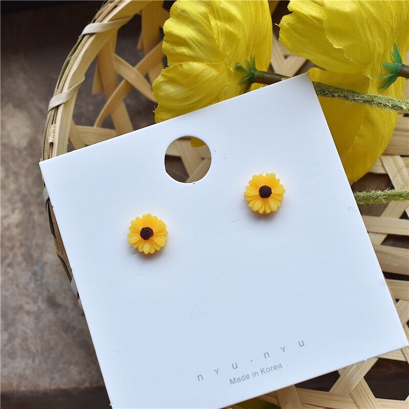 Koreaanse Stijl Leuke Daisy Flower Stud Oorbellen Voor Vrouwen Zomer Verse Bloemen Oorbellen Sieraden Femme Brincos Sieraden