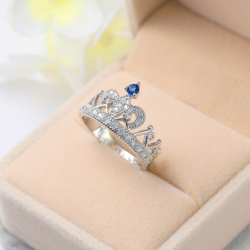 Exquisite Princess Crown Shaped Ring 925 Sterling Sliver CZ Rings for Women Ladies Aneis De Ouro Zirconia Jewelry