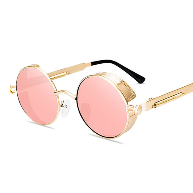 Gafas De Sol redondas para hombre y mujer, lentes góticas Steampunk, De De , Vintage, a la , De Metal: Morado