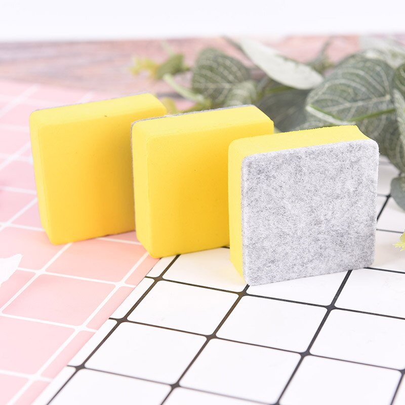 2Pcs/set Yellow Blackboard Eraser Whiteboard Cleaner Dry Marker Pen Foam Eraser Chalk Brushs