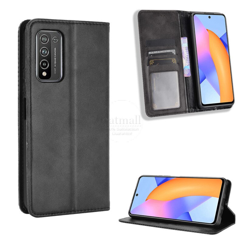 Voor Huawei Honor 10X Lite Case Book Wallet Vintage Magnetische Leather Flip Cover Card Stand Soft Cover Luxe Mobiele Telefoon tassen