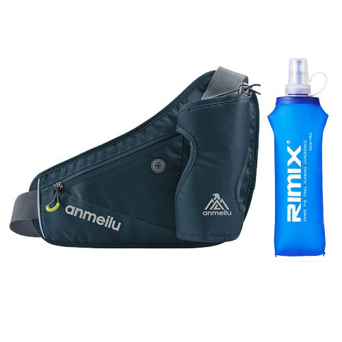 Femmes hommes en cours d'exécution sac de taille avec poche de bouteille d'eau Marathon Jogging ceinture d'hydratation bouteille d'eau hanche taille Pack: navy 500ml bottle
