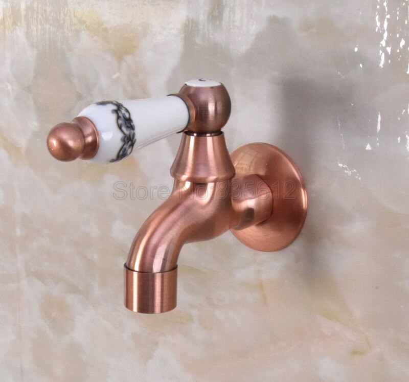 Wandmontage Antieke Rood Koper Keramische Handvat Mop Zwembad Kraan/Sink Koudwaterkraan Wav306