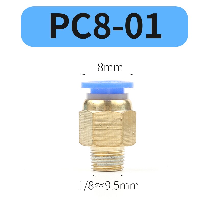 PC Air Pneumatic Fitting 4mm 6mm 8mm 10mm 12mm Male Thread 1/4 1/2 1/8 3/8 Compressed Hose Tube Pipe 4-M5 6-M5 Quick Connector: PC8-01