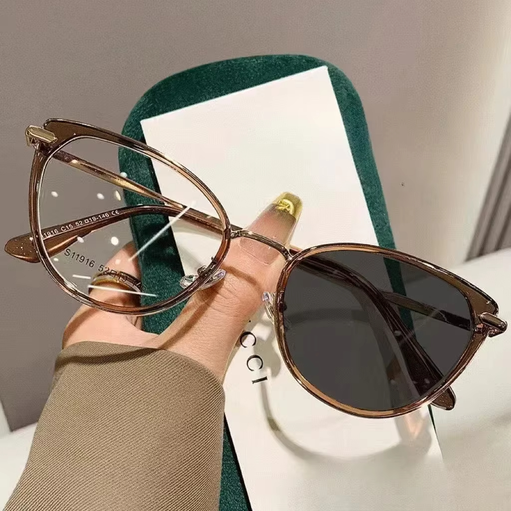 2025 Katze Auge Photochrome Myopiebrille für Frauen draussen Farbwechsel UV-Schutz Sonnenbrille Nahsichtbrille