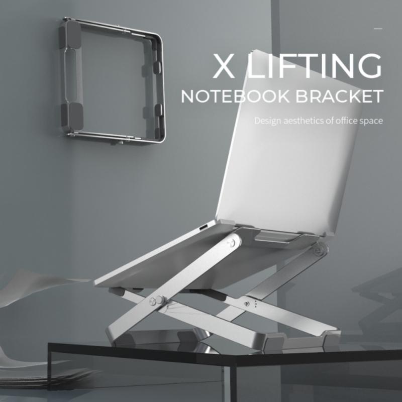 1 pc bj07 laptopständer aus aluminiumlegierung, verstellbare laptoperhöhung aus aluminiumlegierung, hohle, wärmeableitende x-förmige laptophalterung