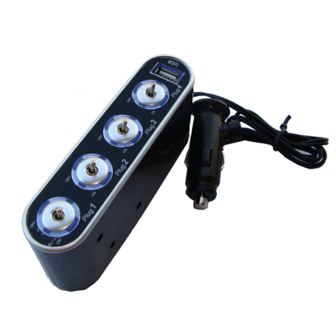 12v - 24v 4 -veis multi-socket billader kjøretøy bil bil sigarettenner stikkontakt splitter + usb-porter plugg adapter