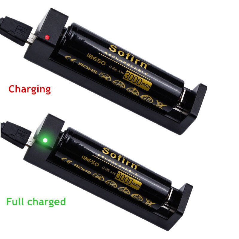 Sofirn 1pcs 18650 3000mah Rechargeable Battery + 1pcs USB Charger for 18650 14500 10400 16340 26650 Single-slot Chargers Sets