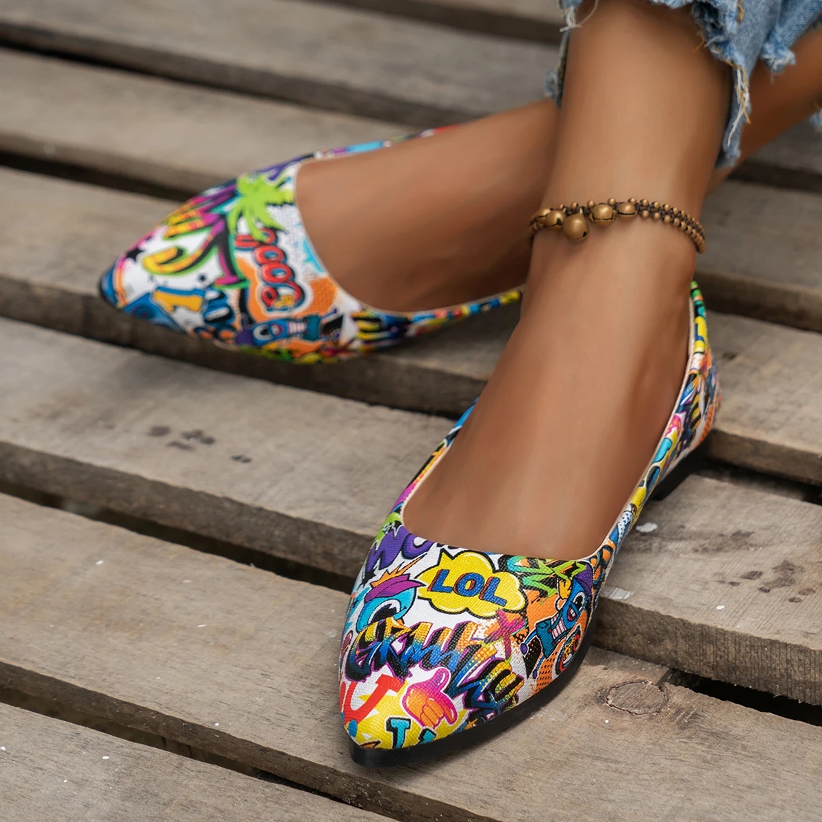 Nuovo arrivo 2024 donne punta a punta belle e moda scarpe estive Ballerina piatta comode scarpe Casual da donna: Blu / 43