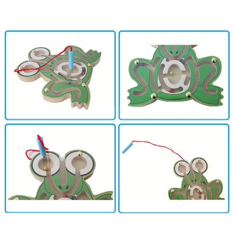 Magnetische Doolhof Houten Puzzel Labyrint Cartoon Dierlijke Vorm Kinderen Vroeg Leren Educatief Intellectuele Game Speelgoed Voor Kinderen