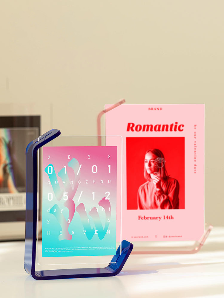 Acrylic Picture Frames Clear Picture Frames Acrylic Frameless Transparent Cubes Floating for Home Office Desktop Display