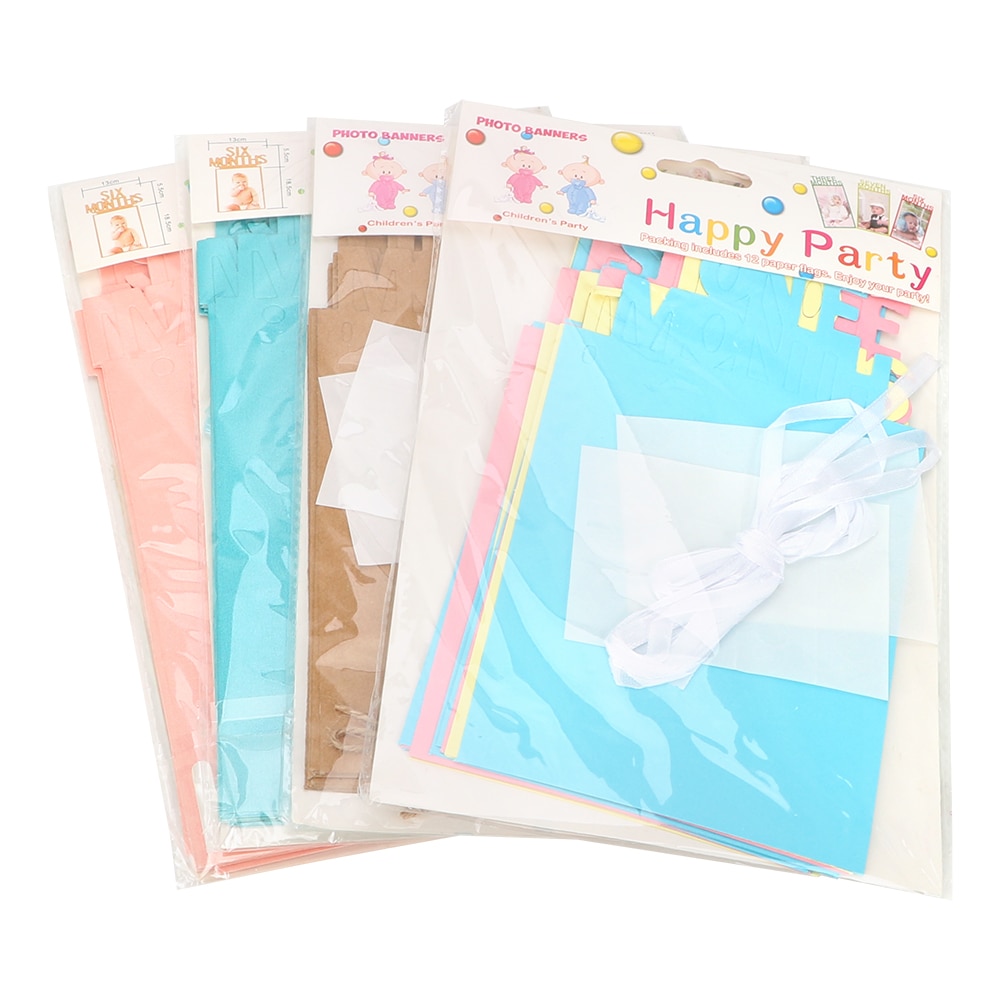 12pc/ set 1-12 månader babys fotoram födelsedag fotoram dusch baby fotohållare barn födelsedag rum dekorationer