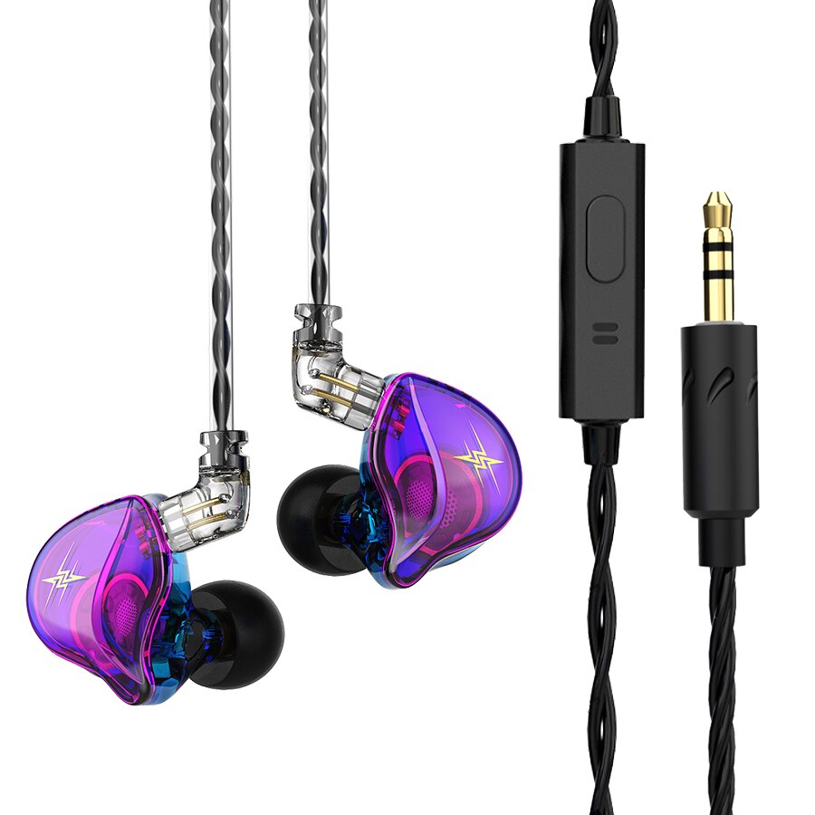 QKZ-auriculares ZXT con controlador Dual HiFi, cascos con cable desmontable con micrófono, reducción de ruido, Monitor de música, EDX: YELLOW