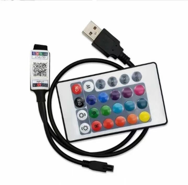 Usb Mini Rgb Bluetooth Controller Dc 5V 12V 24V Muziek Bluetooth Controller Light Strip Controller Voor 2835 5050 Rgb Led Strip: 24Key USB Bluetooth