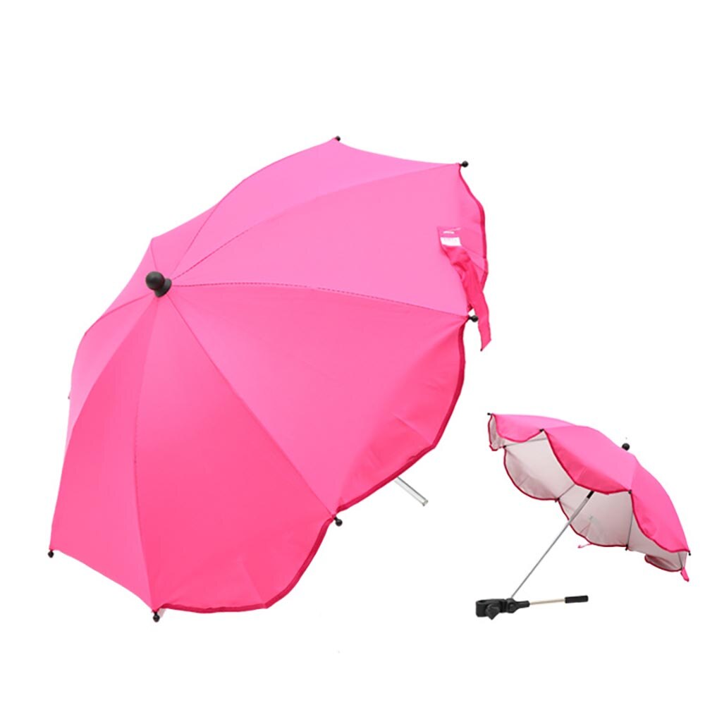 1pcs Adjustable Stroller Umbrella Rain UV Protection Baby Pram Pushchair Sun Shade Parasol With Universal Clamp: Pink