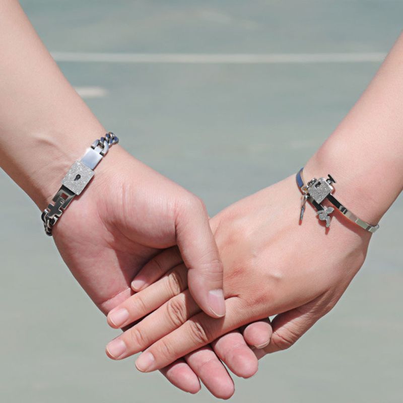 Par elskere smykker elsker hjertelås armbånd rustfrit stål armbånd armbånd nøgle vedhæng halskæde smykker