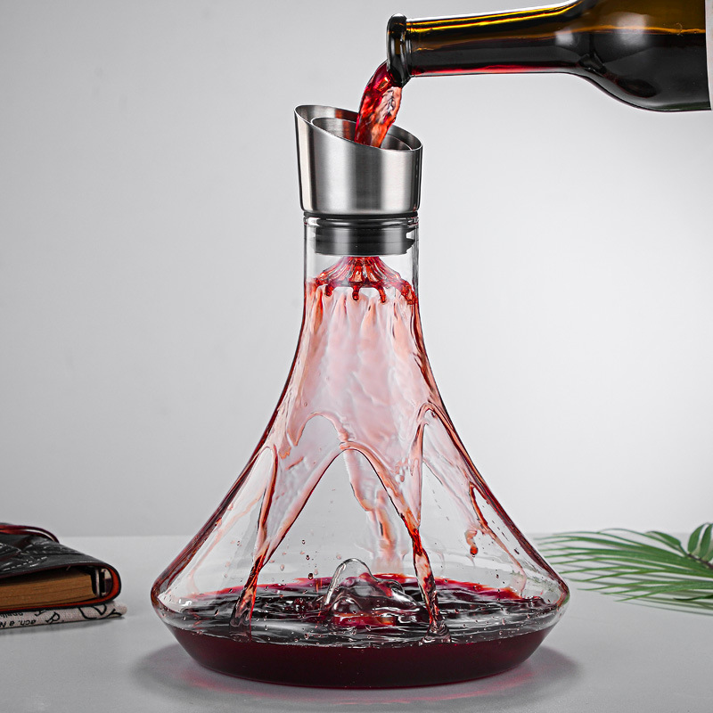 High-end Home Hotel High Borosilicate Glass Decanter Wine Dispenser Snow Mountain Shape 1000 Ml Red Wine Decanter