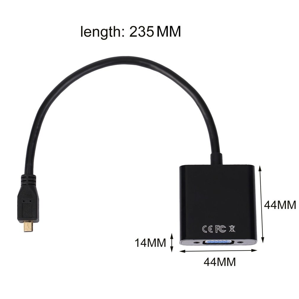 1080P Micro Hdmi Naar Vga Female Video Kabel Converter Adapter Zwart Voor Pc Digitale bundel 1 Polybag Laptop