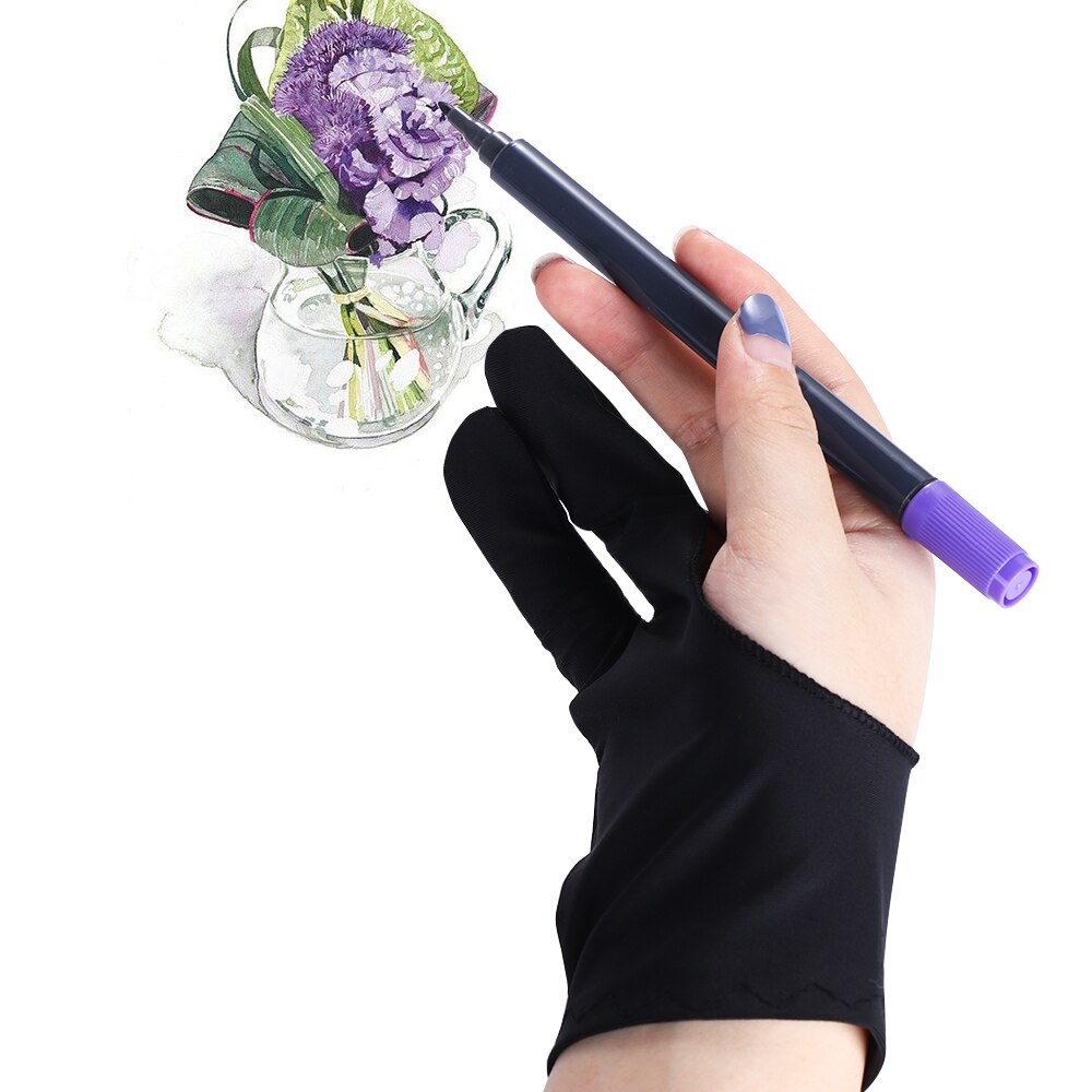 1PC Black Free Size Artist Drawing Glove For Any Graphics Drawing 2 Finger Flexible Anti-fouling for Both Right And Left Hand