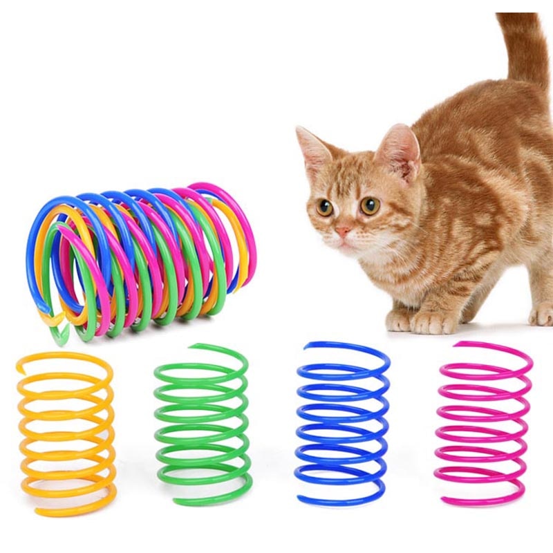 KIMI-bobina flexible de plástico para gato, juguete interactivo para gatos, juguete divertido para mascotas, 4 piezas