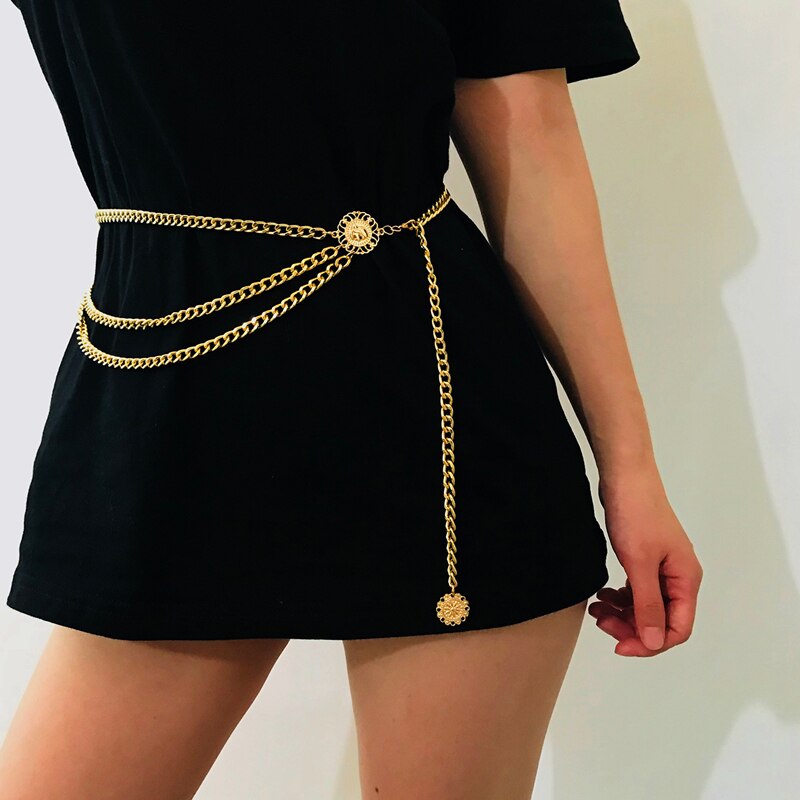 Kæde bælte guld sølv bogstav talje metal bælter til kvinder personlighed kvast linning damer ceinture femme luksus