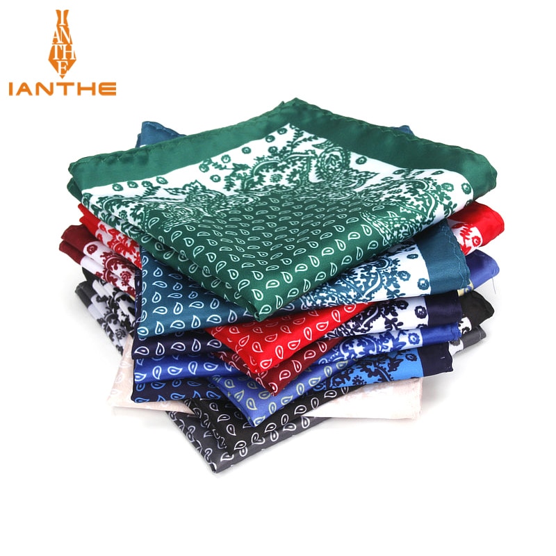 Neue herren Taschentuch Vintage Paisley Druck Tasche Platz Weiche Seide Taschentücher Hochzeit Party Business Hanky Brust Handtuch