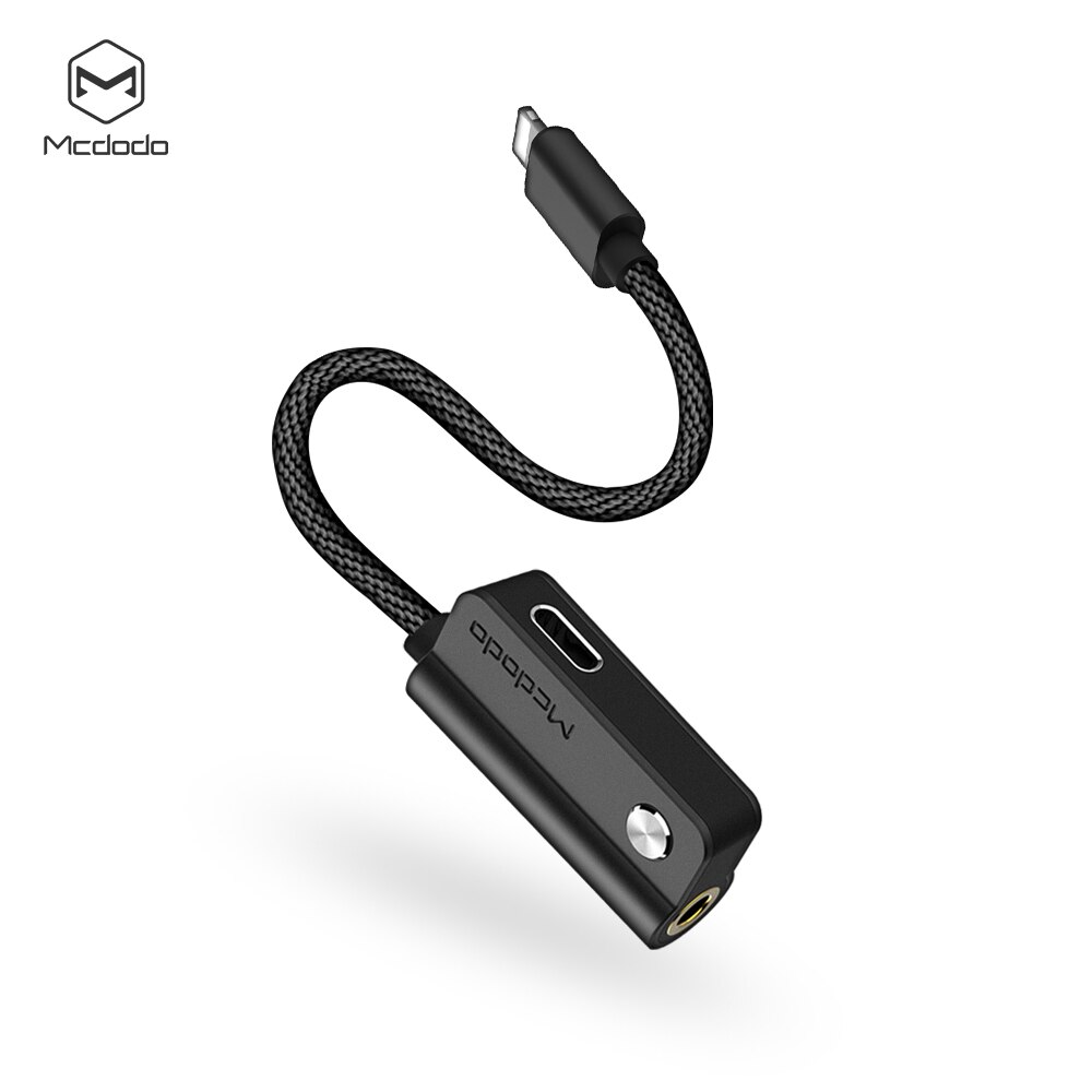MCDODO Audio 2 in 1 Adapter voor iPhone 7 8 Plus X Kabel Splitter voor iPhone 3.5mm Jack met opladen iPhone Aux Kabel iOS 11: Black