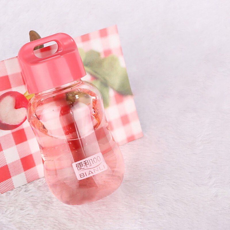 Cute cartoon small cup school supplies 180ML water bottle color plastic portable water bottle mini kettle: Pink
