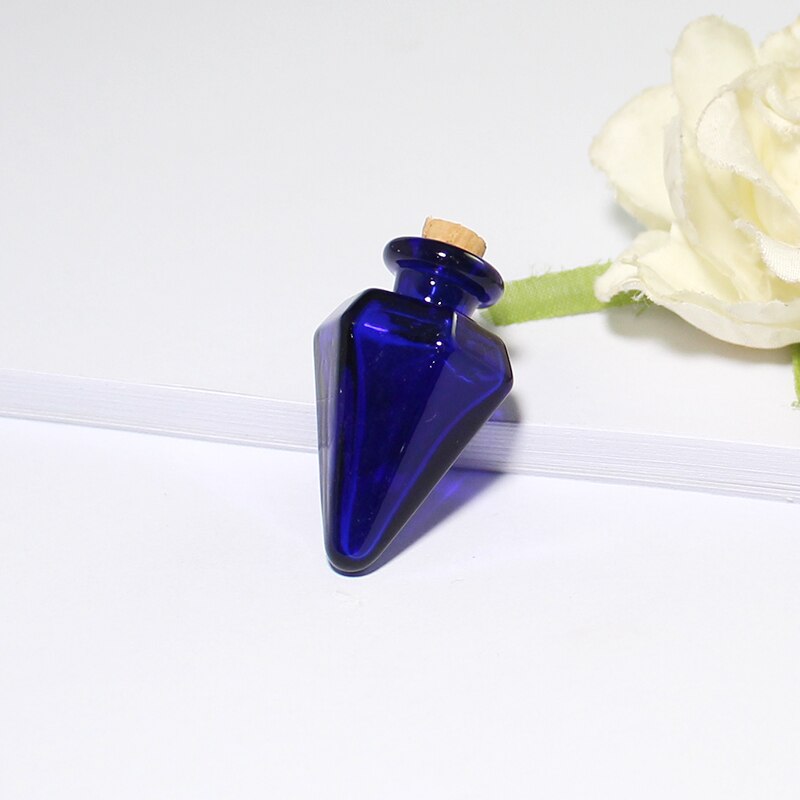 2PCS Klarglas flasche mit kork Kegel flasche anhänger Schnaps Flasche mit kork Glasflasche anhänger: Cone-Dark Blue