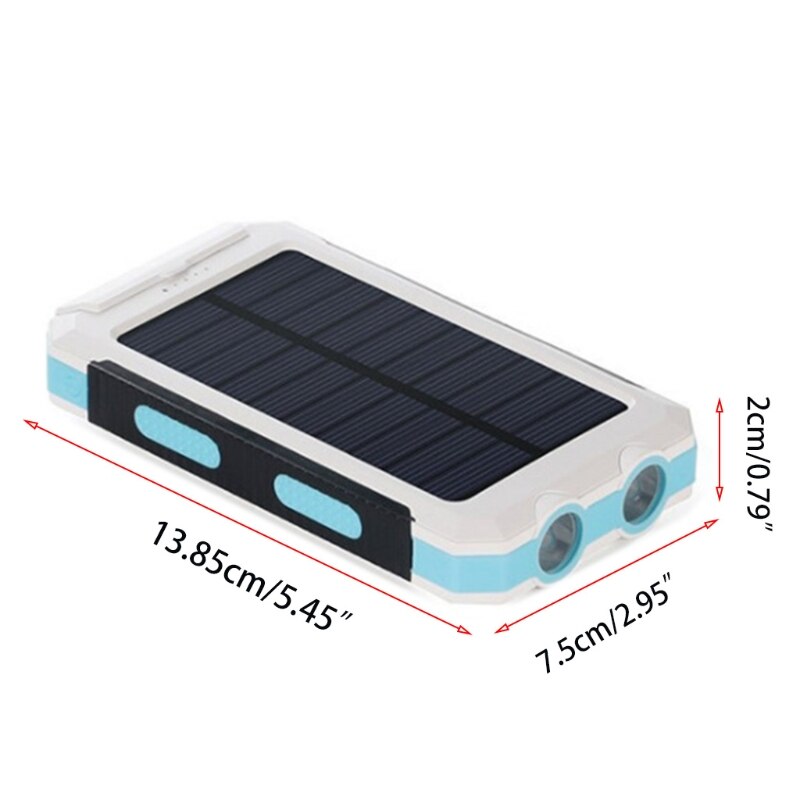 Solar Power Bank Draagbare Oplader 20000Mah Waterdicht Battery Backup Charger Solar Panel Charger Met Dual Led Zaklampen En C