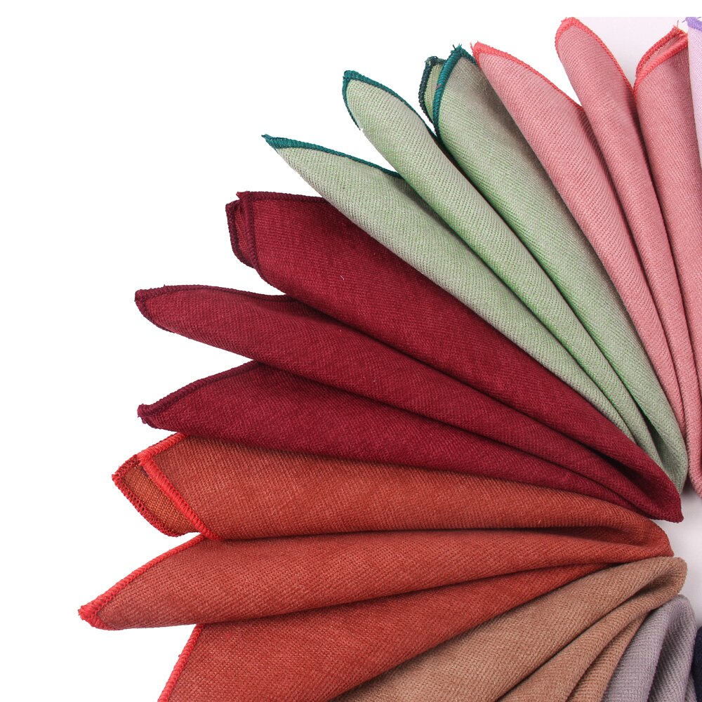 Solid Cotton Pocket Square For Men Suits Hanky Mens Handkerchiefs Casual Suit Square Handkerchief Towels For Party Scarves