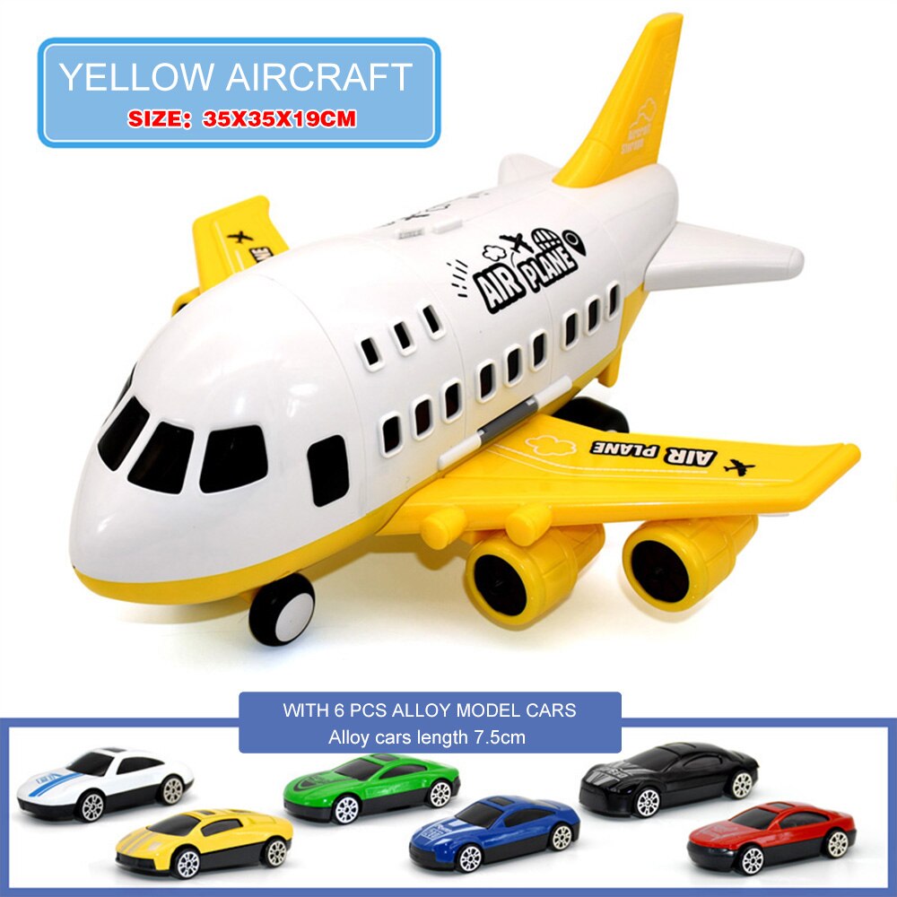 Simulazione Della Pista Inerzia Giocattolo Per Bambini Aeromobili di Grandi Dimensioni Passeggeri Aereo Aereo Di Linea Giocattolo di stoccaggio di Auto In Lega camion veicoli: yellow plane racecar