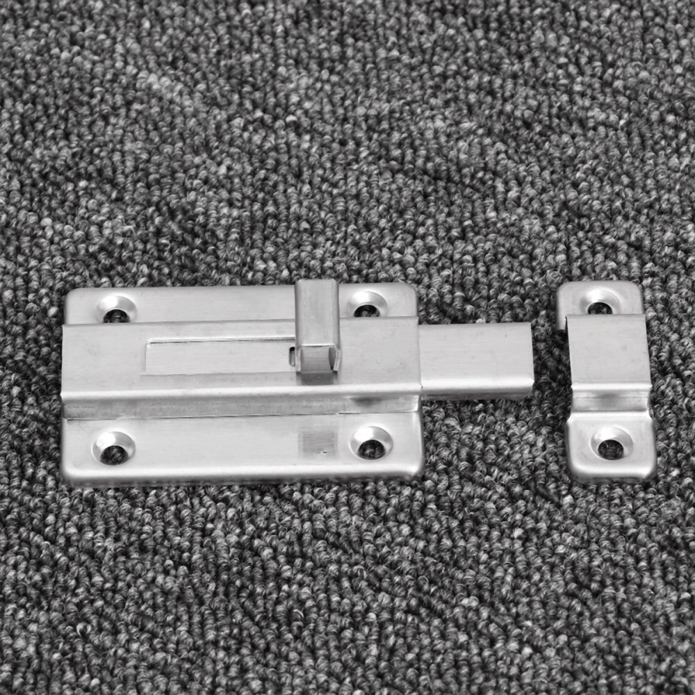 3pcs 3 Inch Stainless Steel Door Bolts Sliding Door Lock Slide Bolts Hasp Staple Gate Safety Lock for Internal Doors (Silv