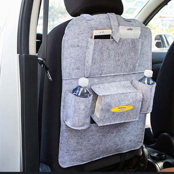 Car Rear Seat Storage Box Multi-pocket Storage Bag for Porsche 911 918/Cayenne/Macan/Macan S/Panamera/Cayman/Carrera/Boxster: light grey