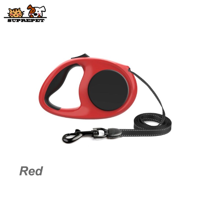 Suprepet pet hondenriem, automatisch intrekbaar voor grote en middelgrote honden, reflecterend touw, puppyriem, hondenaccessoires voor grote honden.: Rood