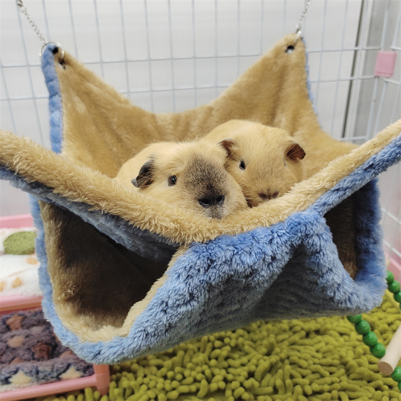 Winter-Hängematte für Ratten, warmes Bett, doppellagig, dicker Plüsch, Hamster, Chinchilla, Haus, Nest, Schlafsack, hängender Baum, Meerschweinchen-KäFeige: S / scharlachrot