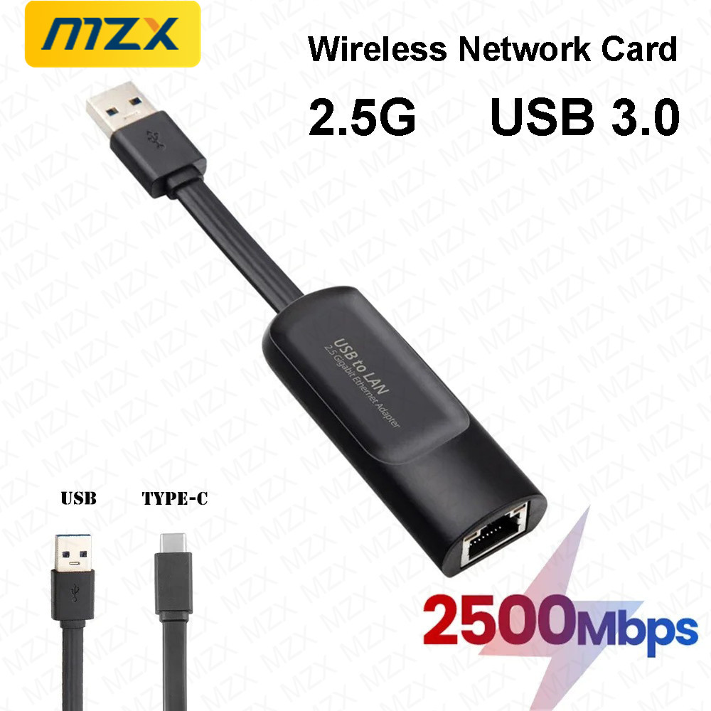 2.5G 2500Mbps Network Card Gigabit Ethernet Adapter USB 3.0 Type C to RJ45 Lan Wired Converter Driver Free PC Laptop Accessories